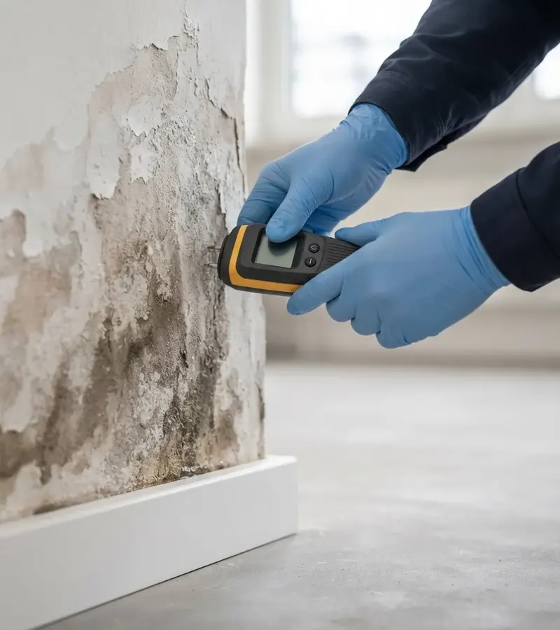 Muro con umidità di risalita e distacco dell'intonaco a Udine